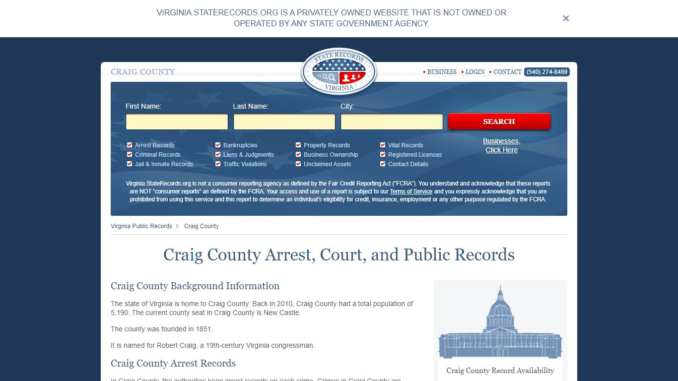 Craig County Arrest, Court, and Public Records