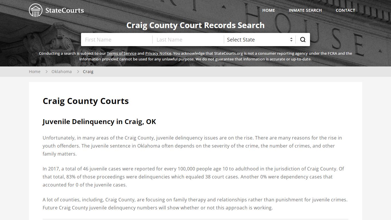 Craig County, OK Courts - Records & Cases - StateCourts