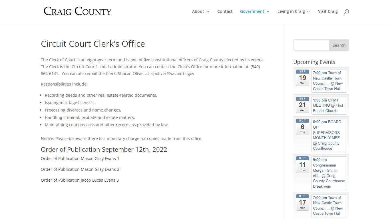Circuit Court Clerk’s Office | Craig County, VA